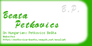 beata petkovics business card